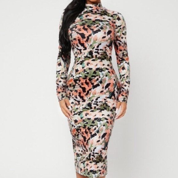 Tie Dye Split Back Bodycon Dress Size Xl - Picture 12 of 13